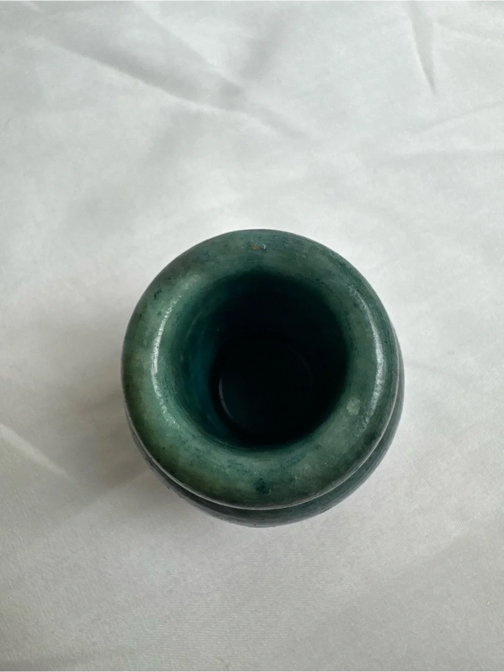 Vintage Enesco Italy Hand Carved Green Onyx Mini Vase 2.25” Marble Stone Decor